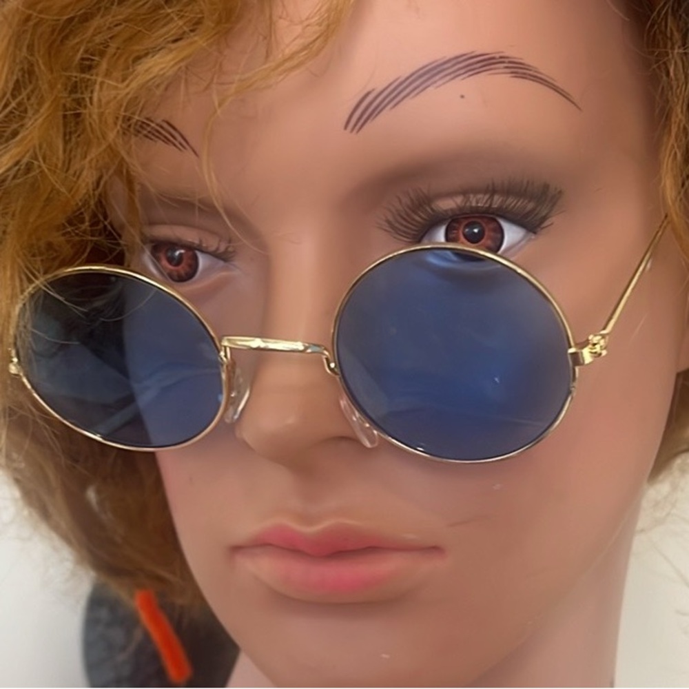 Blue round fashion Sunglasses OS